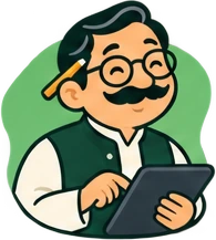 Munshiji holding a tablet